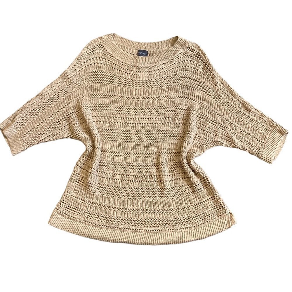 Chico's Travelers Metallic Gold Knit Tunic Top 3 (XL/16) #354S - Picture 2 of 9